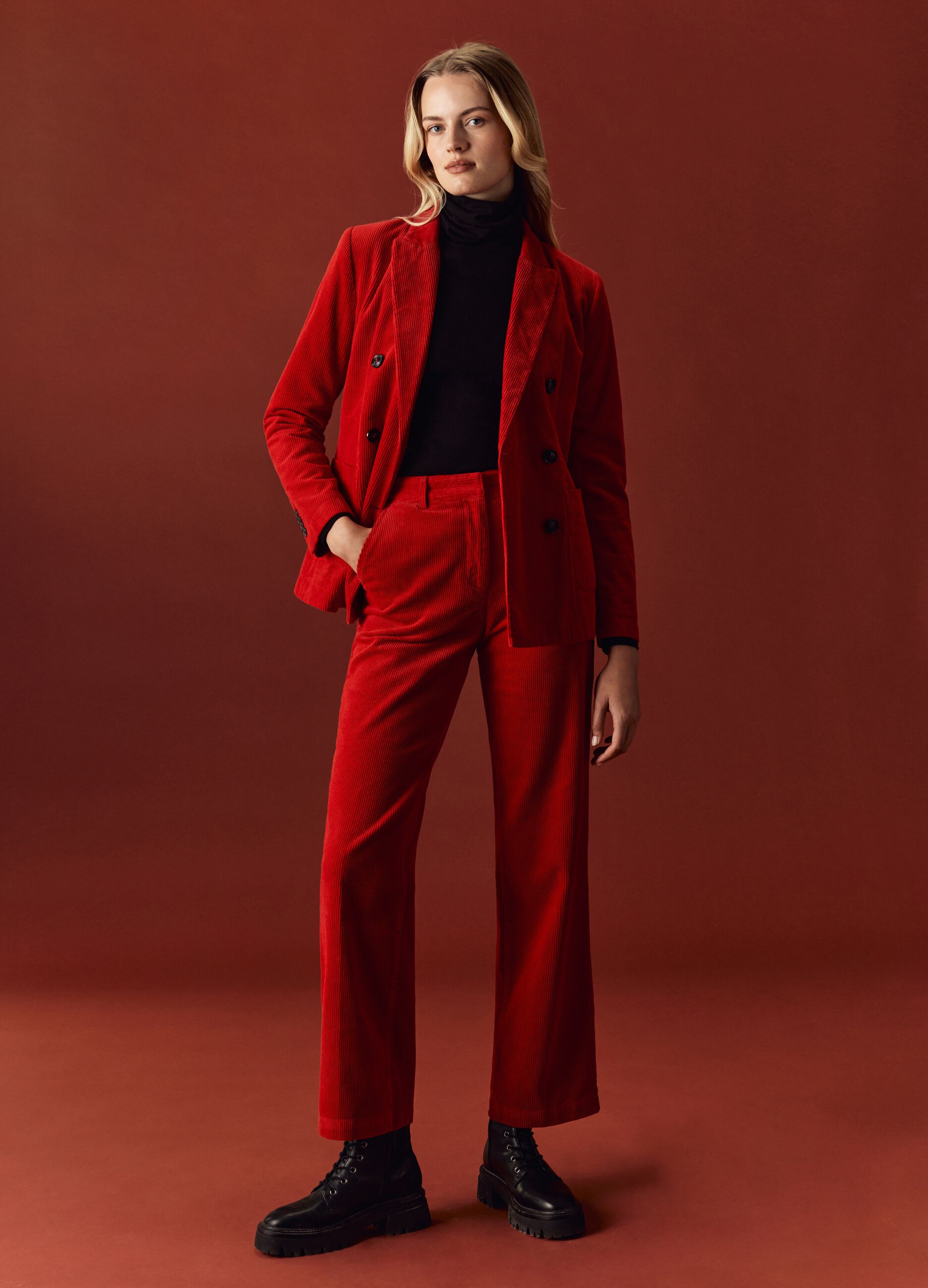Pantaloni ankle fit in corduroy_0