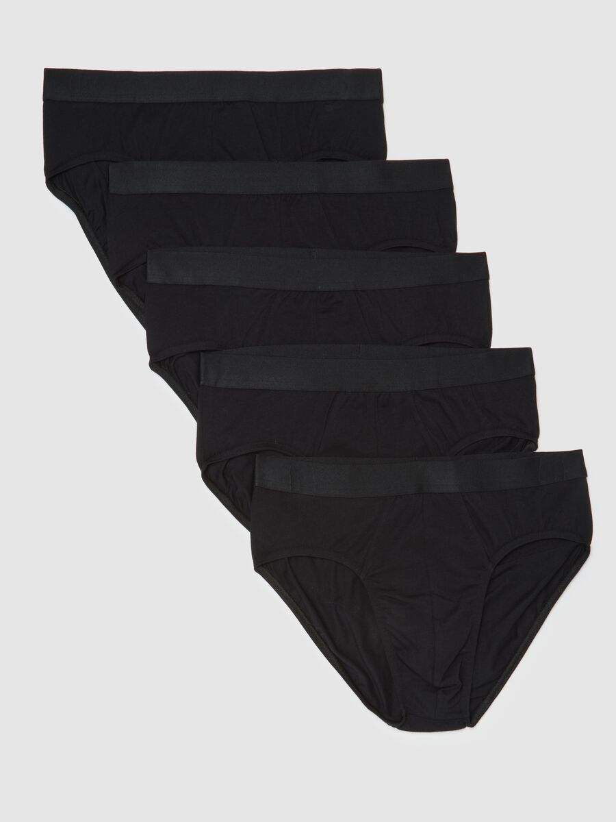 Black Cotton Regular Fit Briefs Set_4