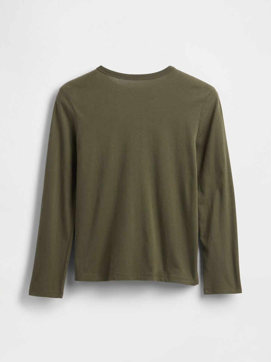 T-shirt verde a maniche lunghe in cotone_1