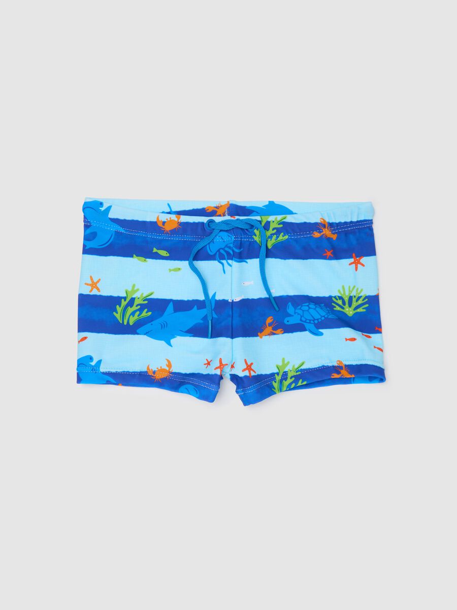 Striped Brief Swimsuit for Kids with Marine Print_0