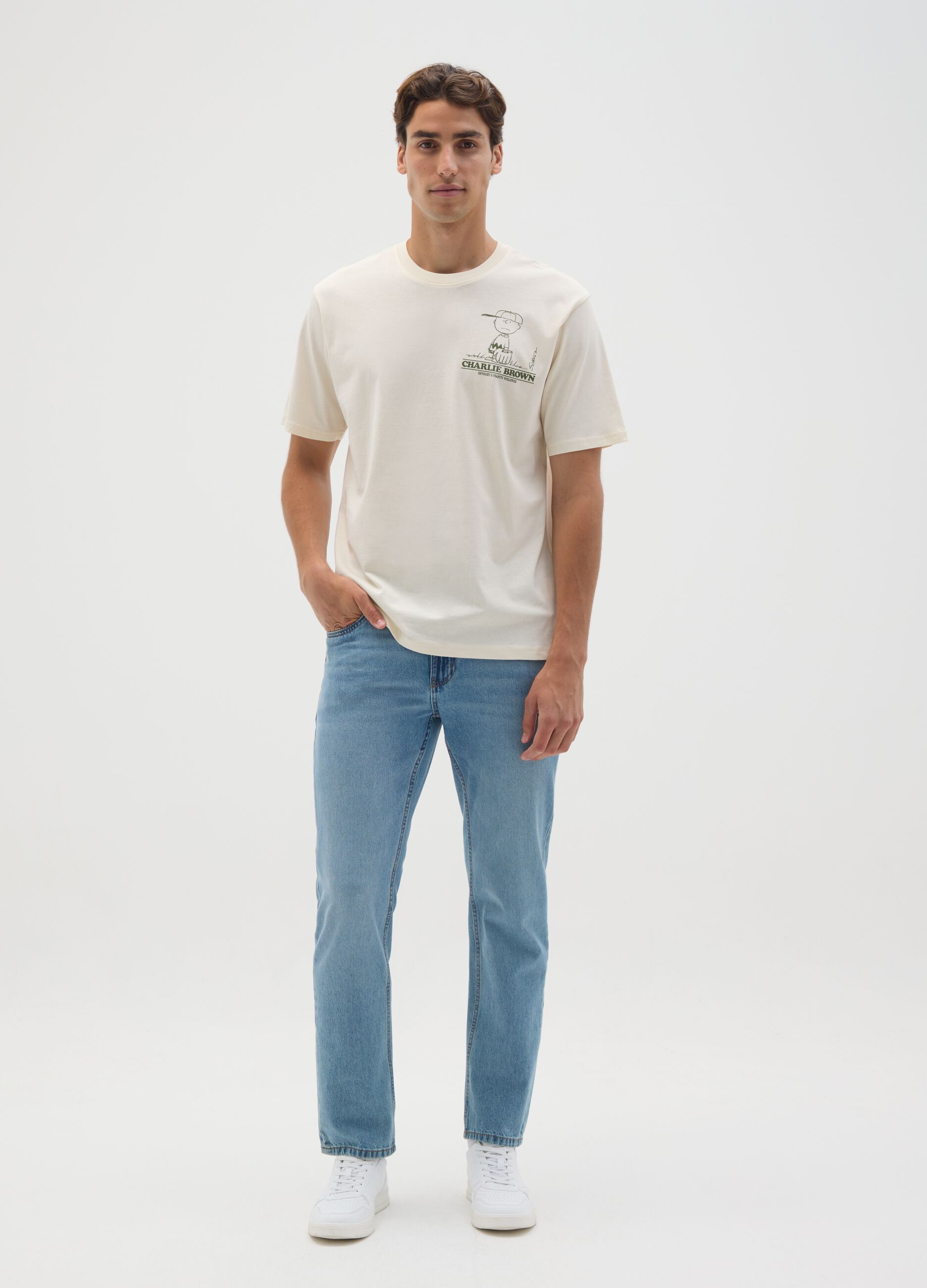 Beige Pure Cotton Relaxed Fit T-Shirt