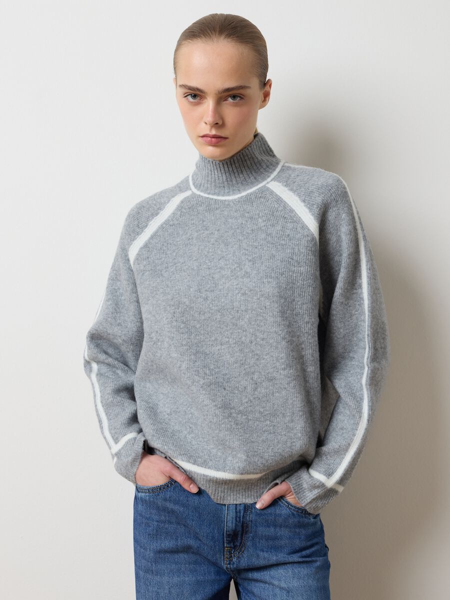 Grey High Neck Regular Fit Jumper_1