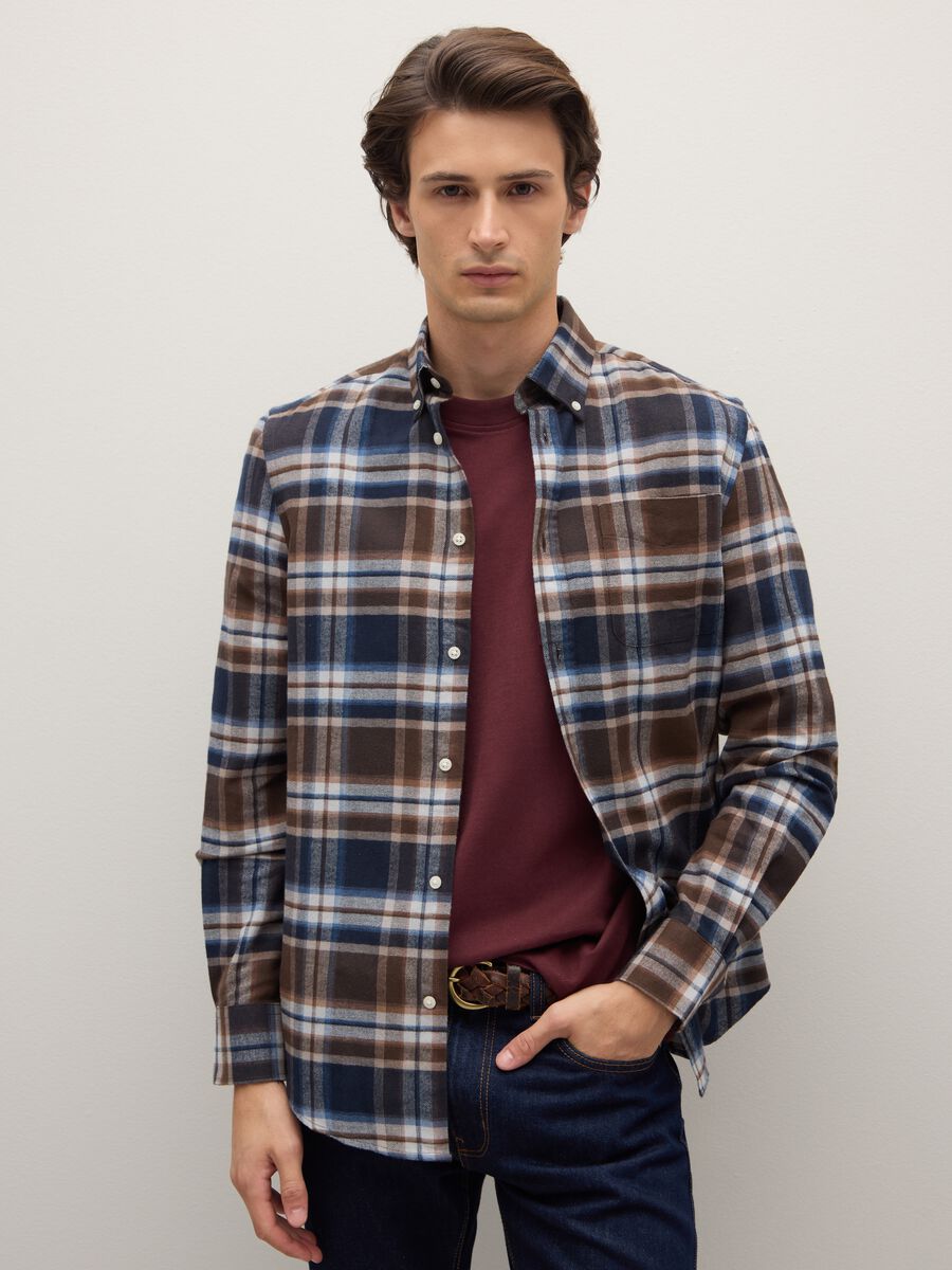 Multicoloured checked pure cotton regular fit shirt_0