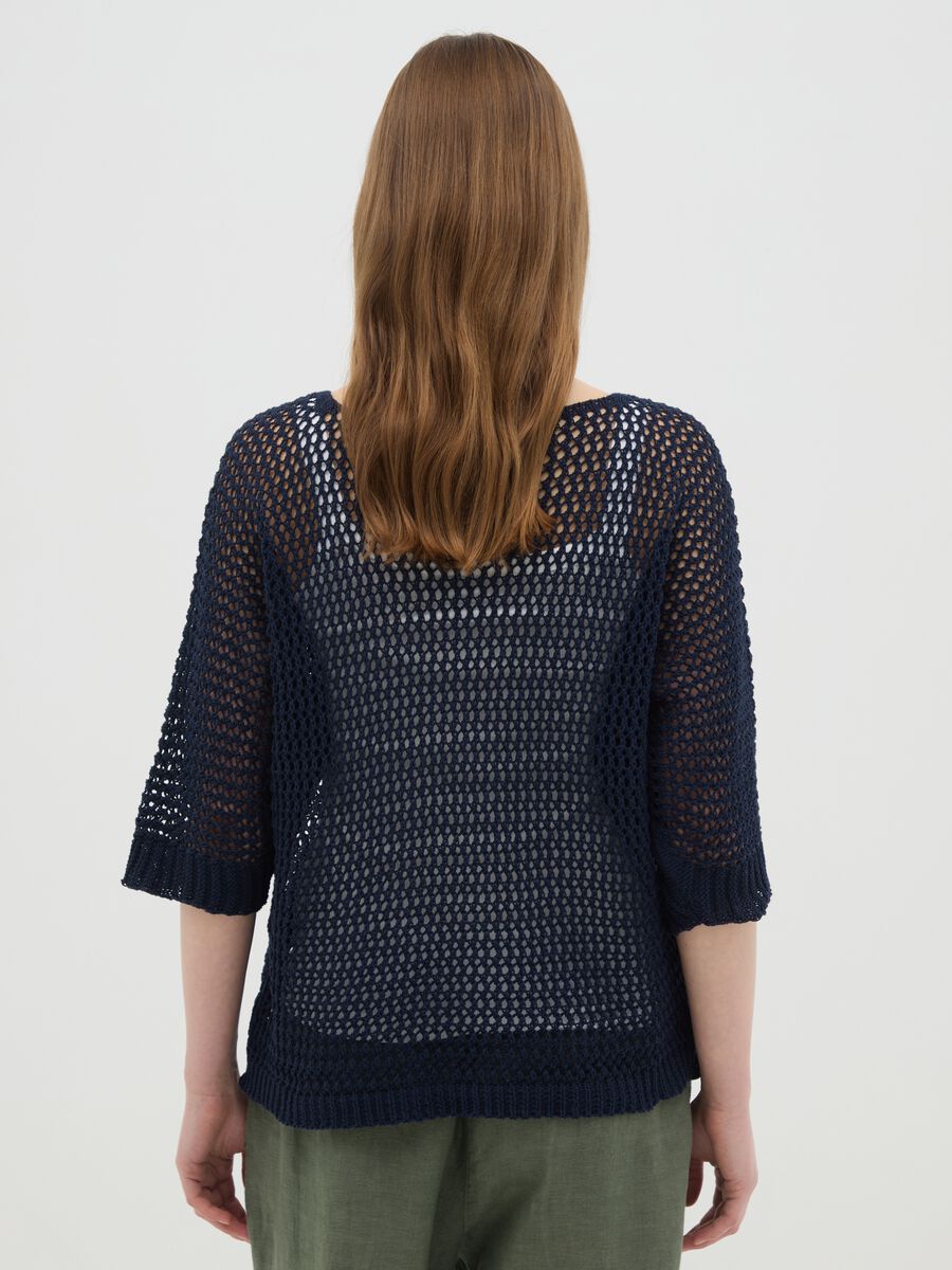 Women's blue cotton sweater with regular fit_3