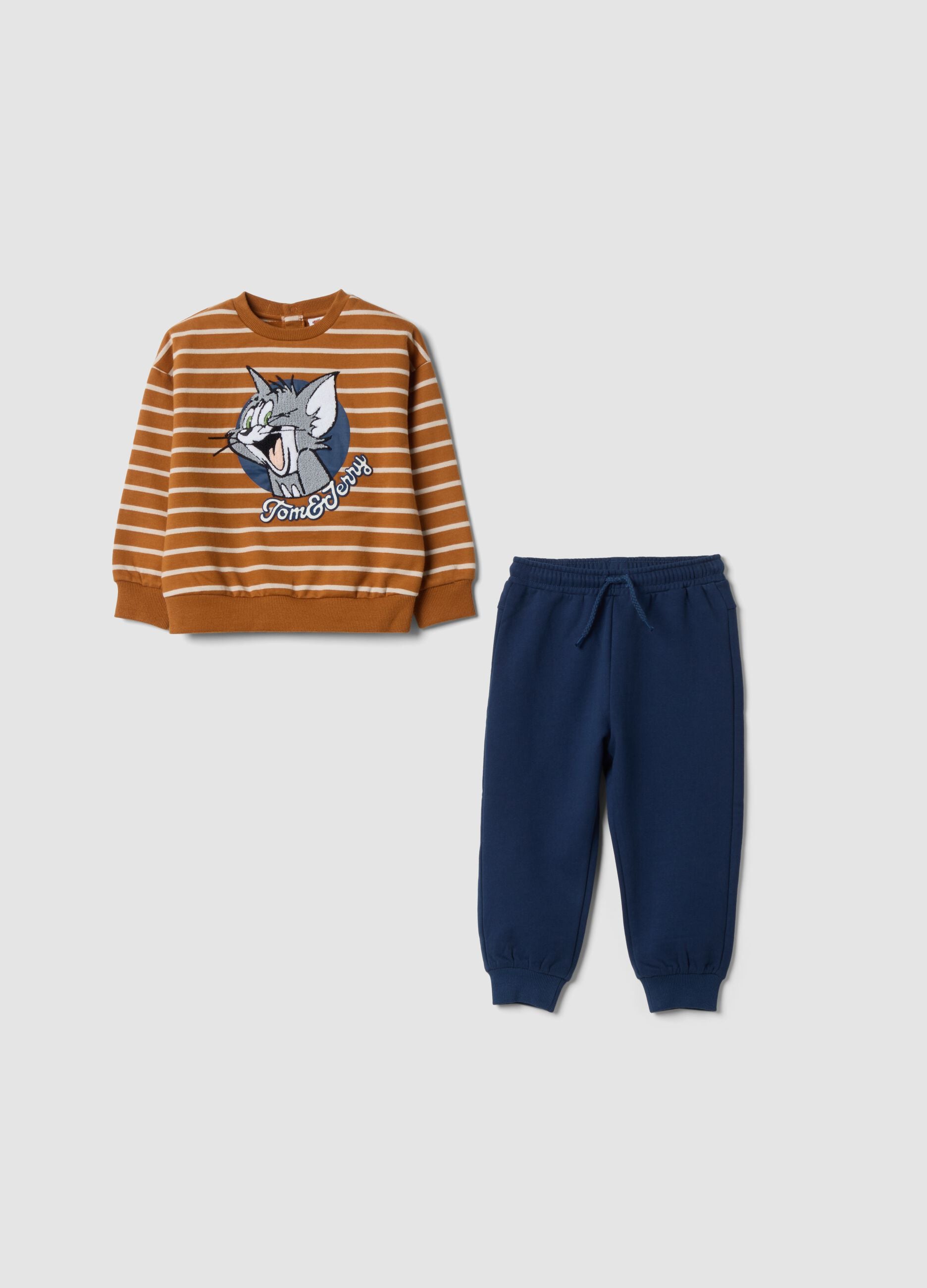 Brown pure cotton Tom & Jerry printed jogger set