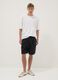 Black denim bermuda shorts in a cotton blend, baggy fit_1