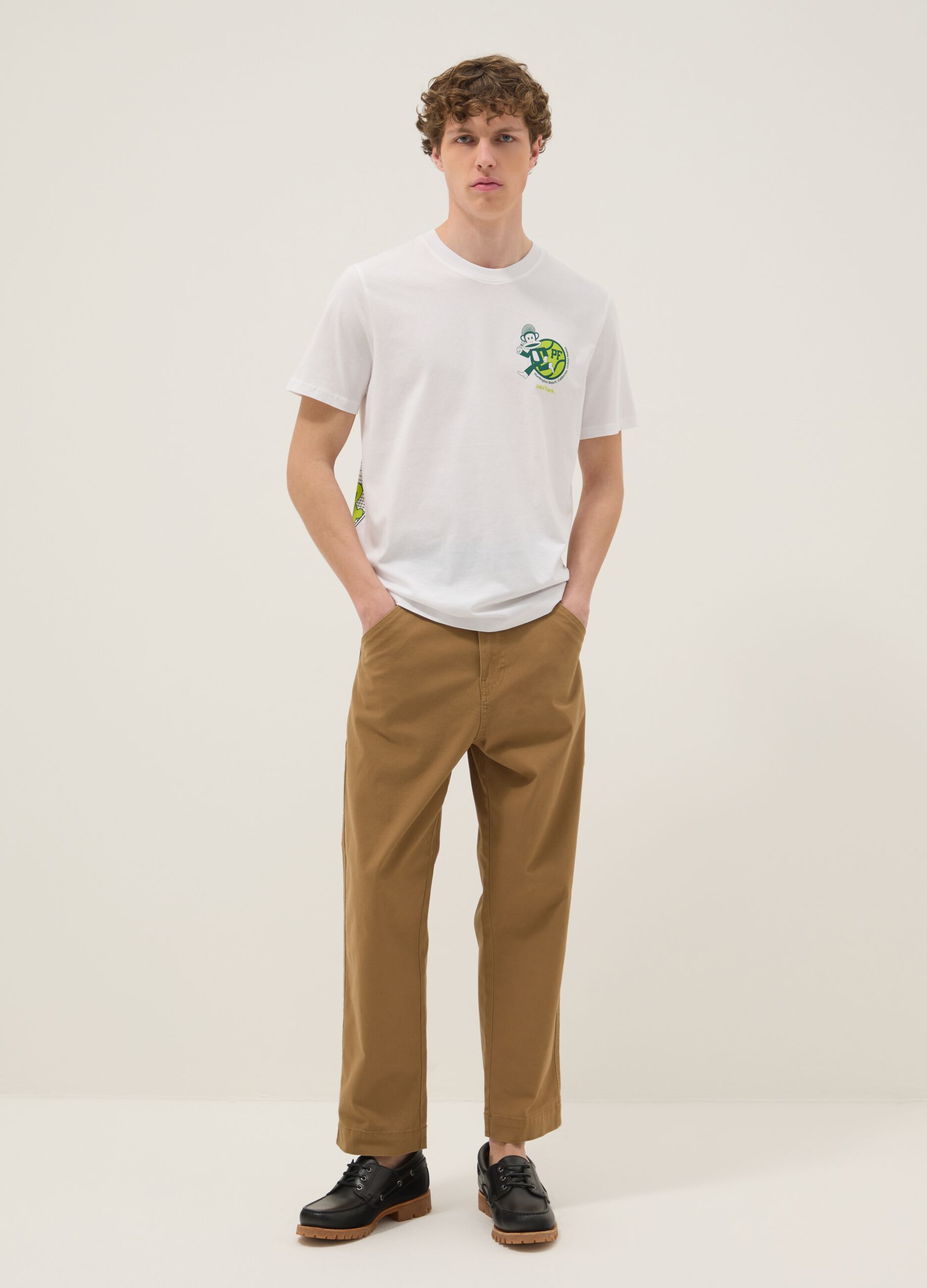 White Paul Frank print T-shirt in pure cotton, regular fit