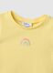 Yellow Stretch Cotton T-Shirt for Girls with Rainbow_2