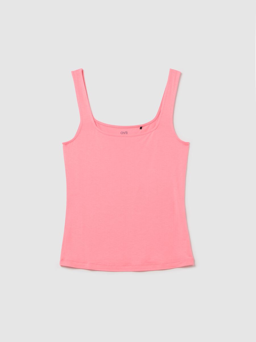 Basic pink tank top in stretch viscose_4