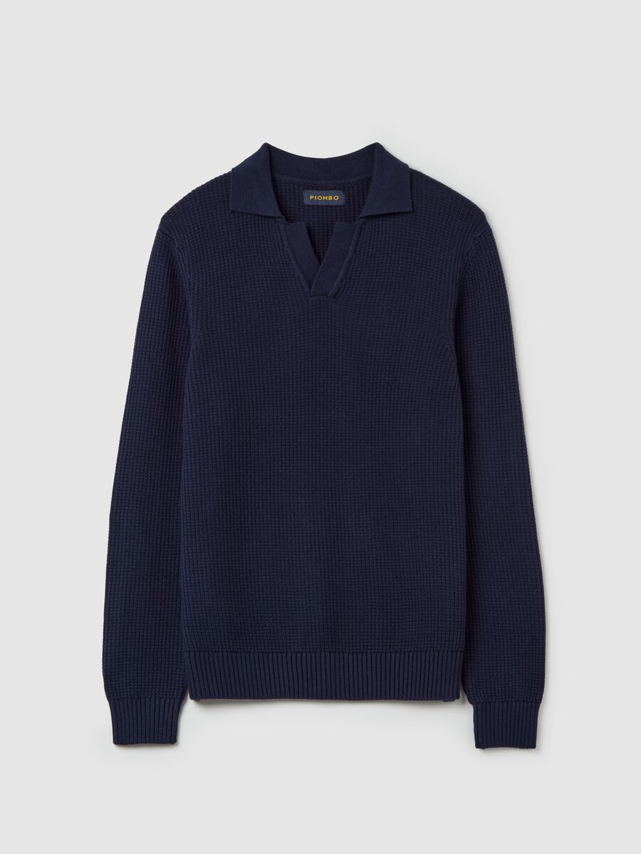 Pullover with polo neck and micro waffle weave_4