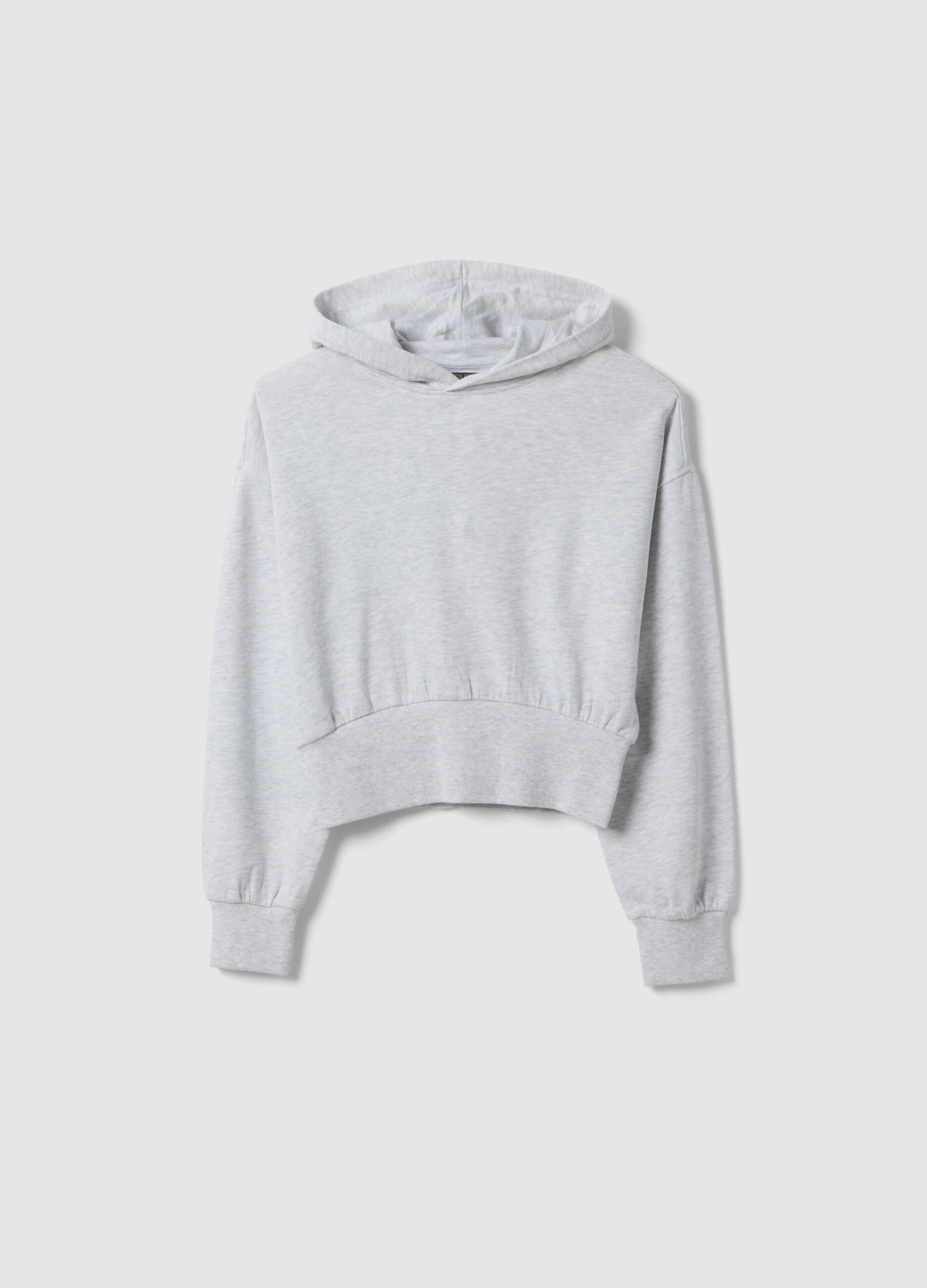 Grey pure cotton hoodie for girls with relaxed fit