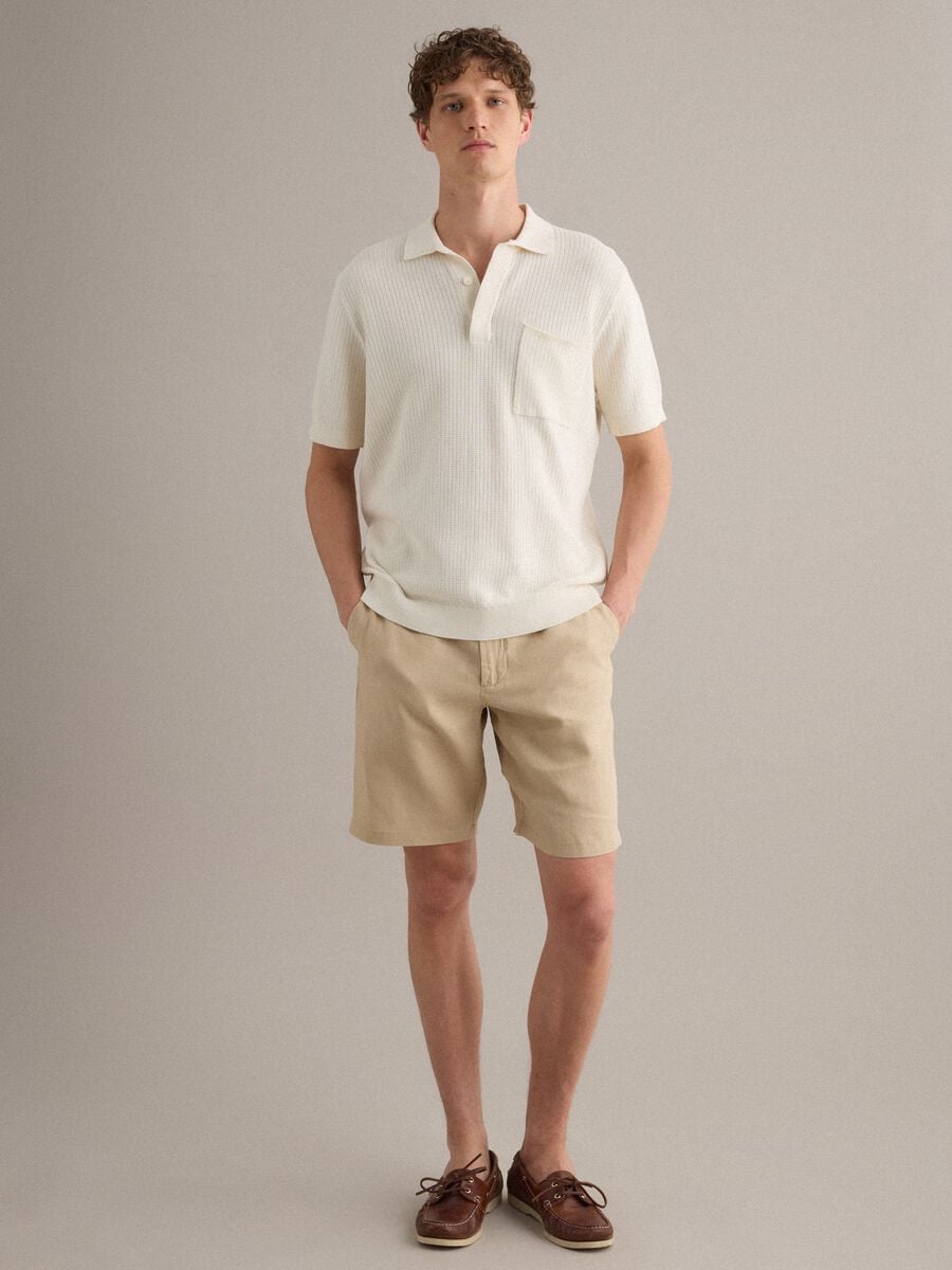 Polo bianca in puro cotone con taschino regular fit_1