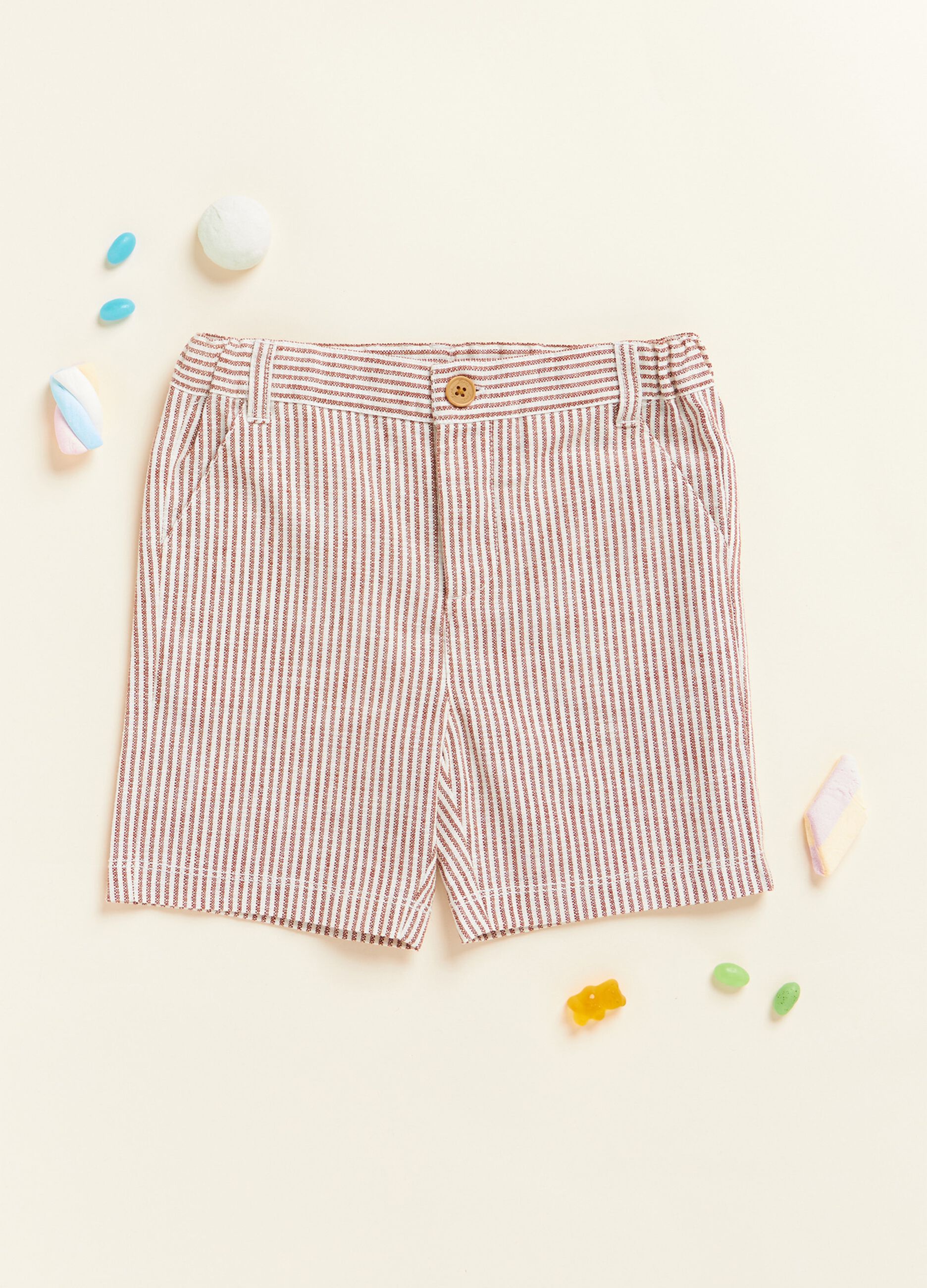 IANA yarn-dyed striped shorts in linen blend