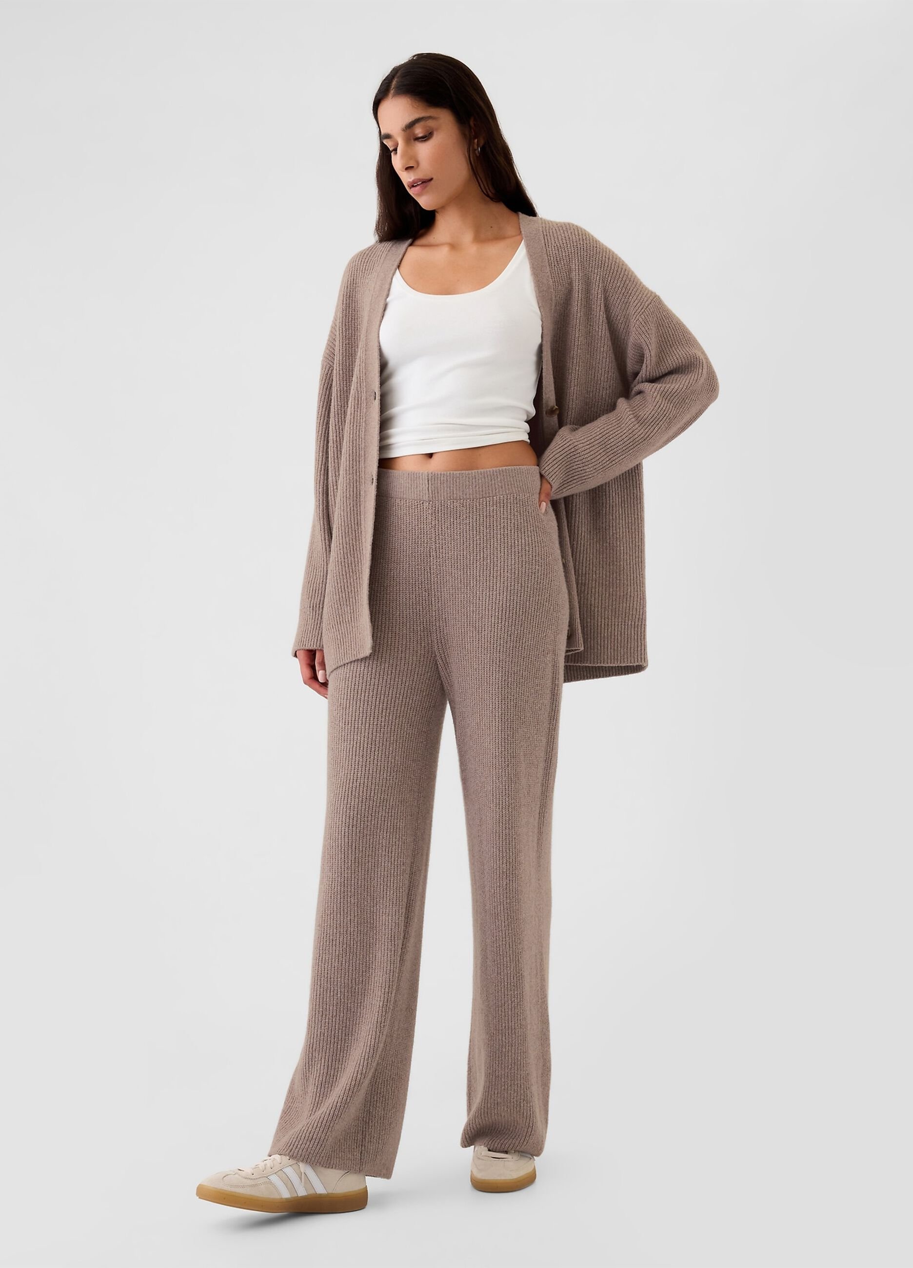 Ribbed wide-leg trousers