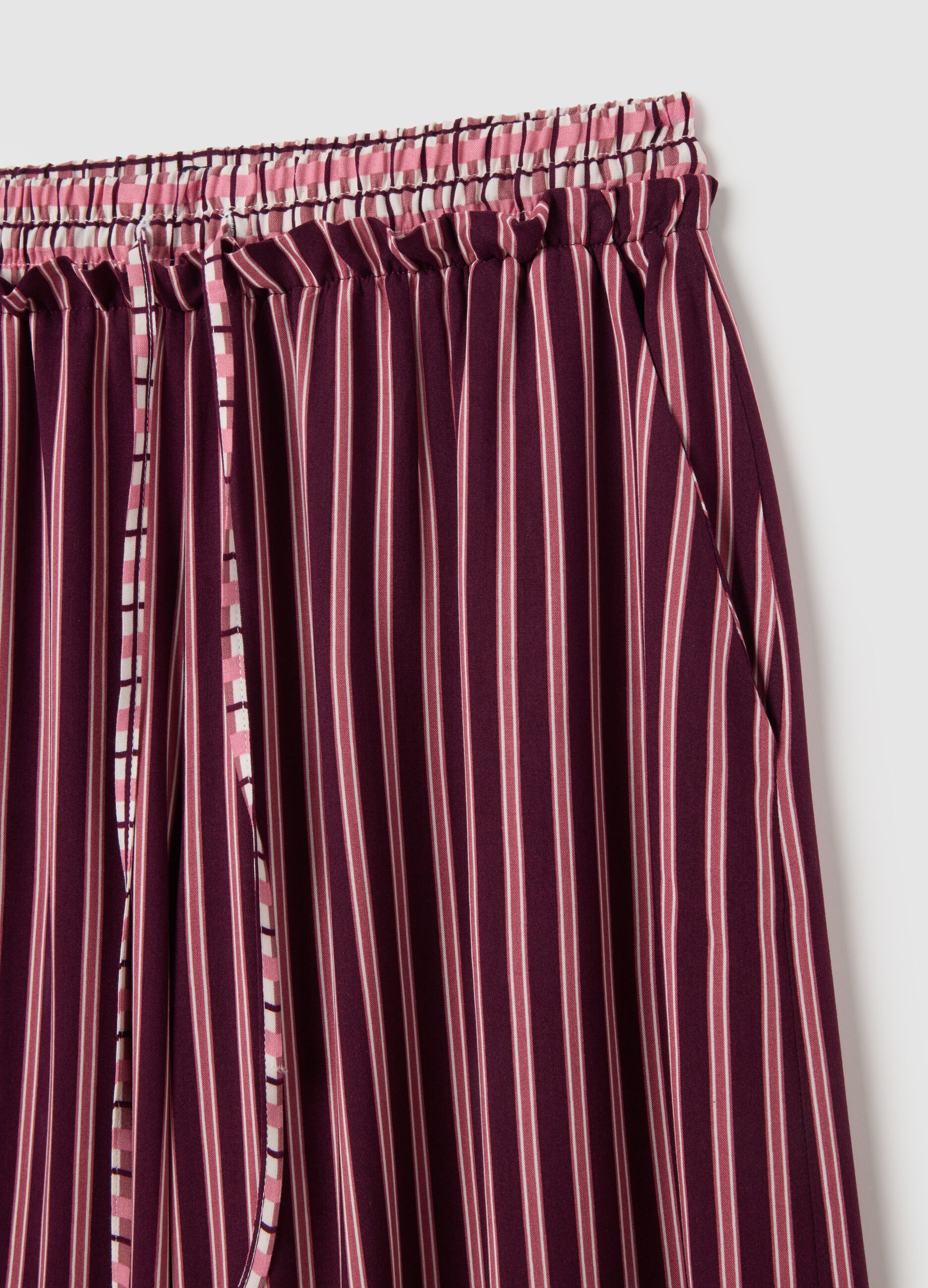 Pink striped pyjama trousers with elasticated waistband