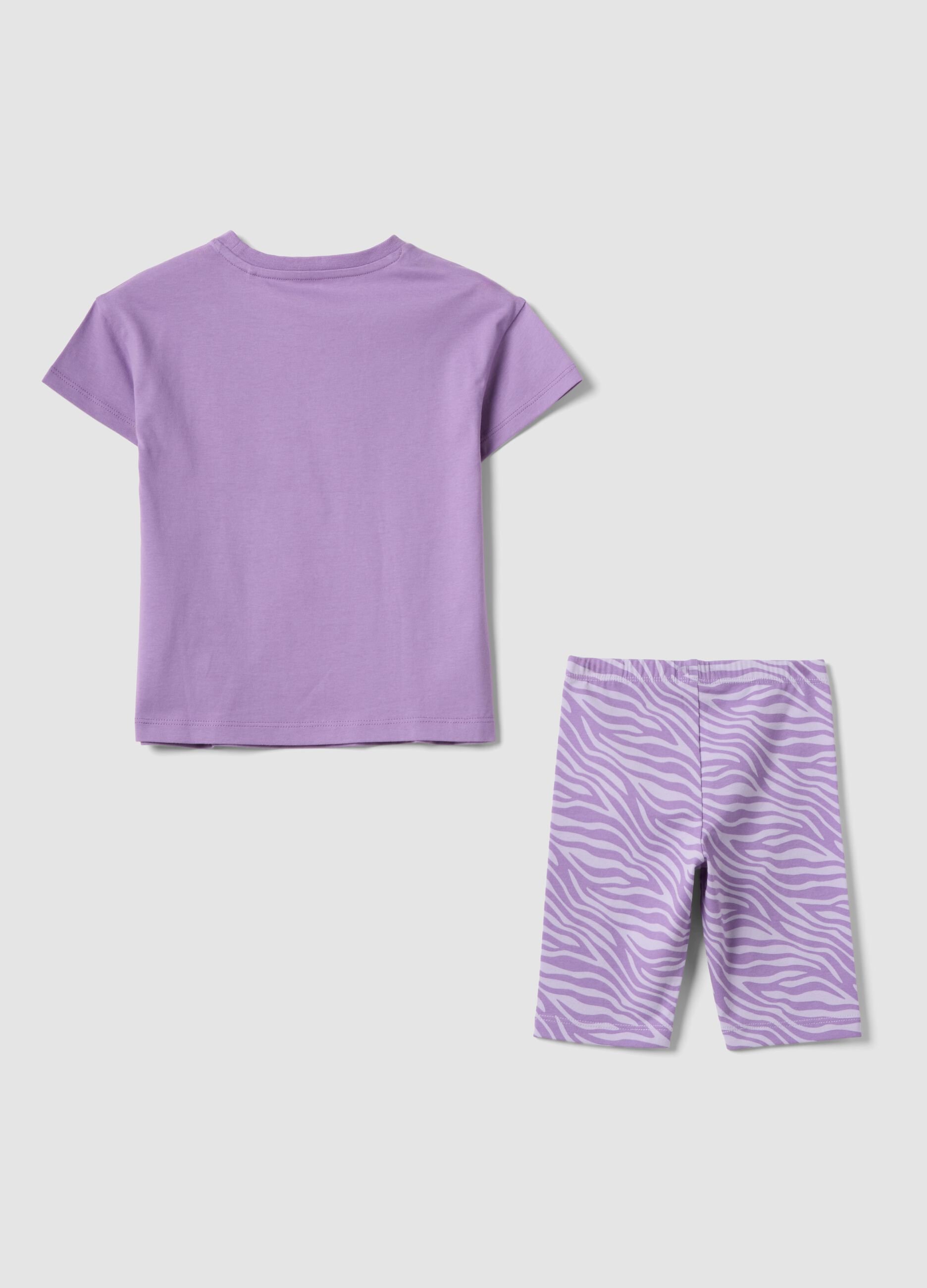 Purple pure cotton set with T-shirt and leggings