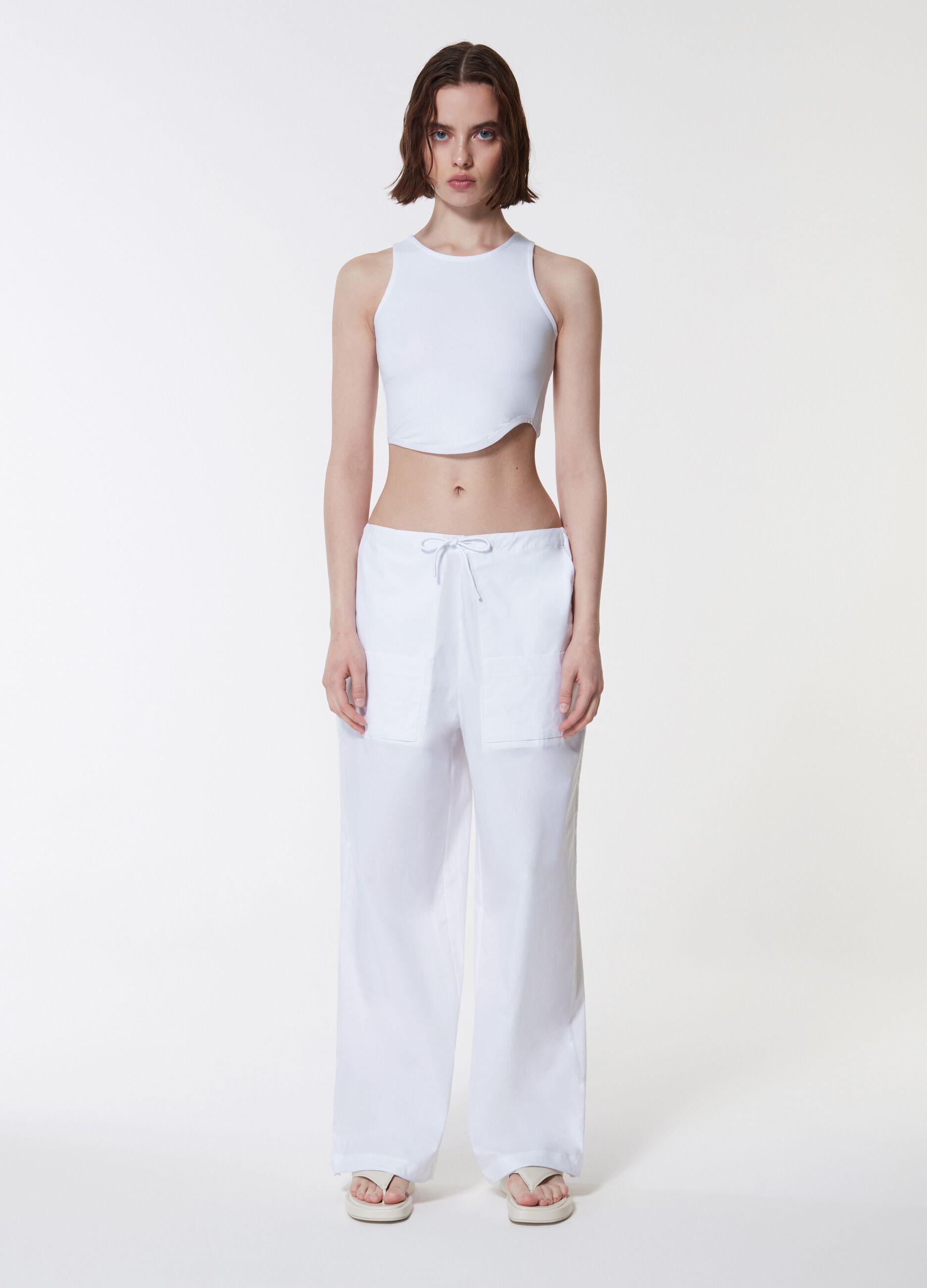 Wide Multi Pocket Pants White_3