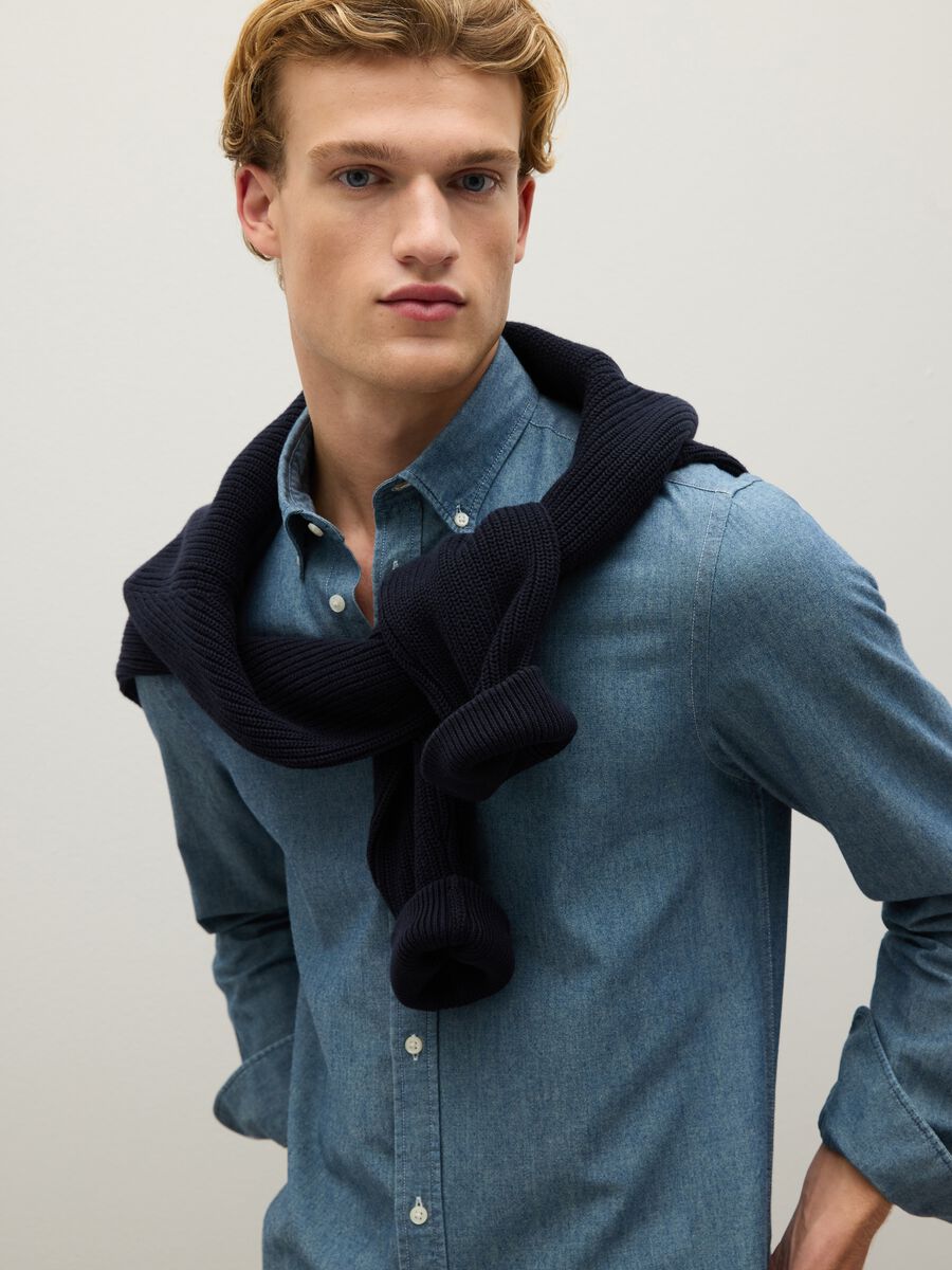 Regular-fit shirt in chambray cotton_0