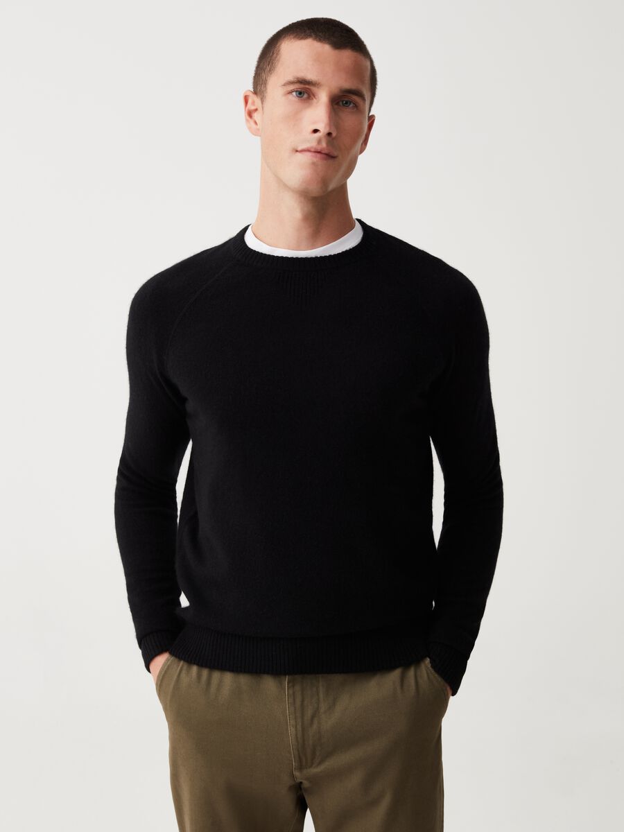 Pullover in cashmere con maniche raglan_0