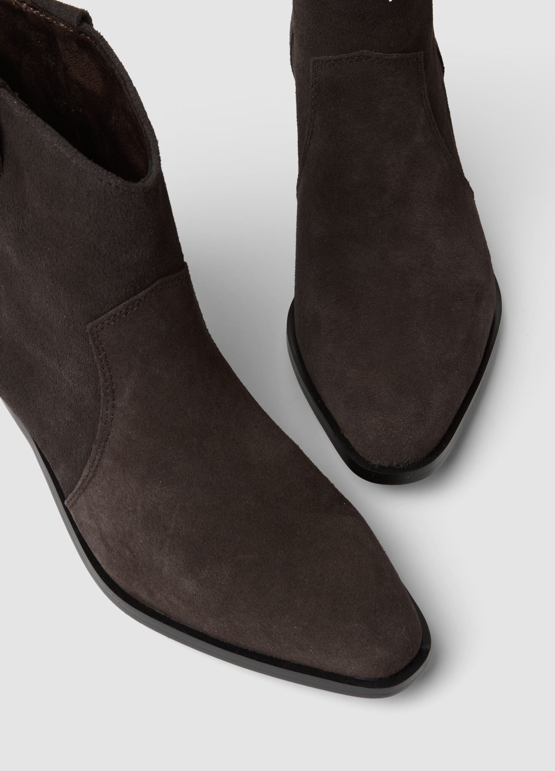 Brown low-heel genuine leather ankle boots