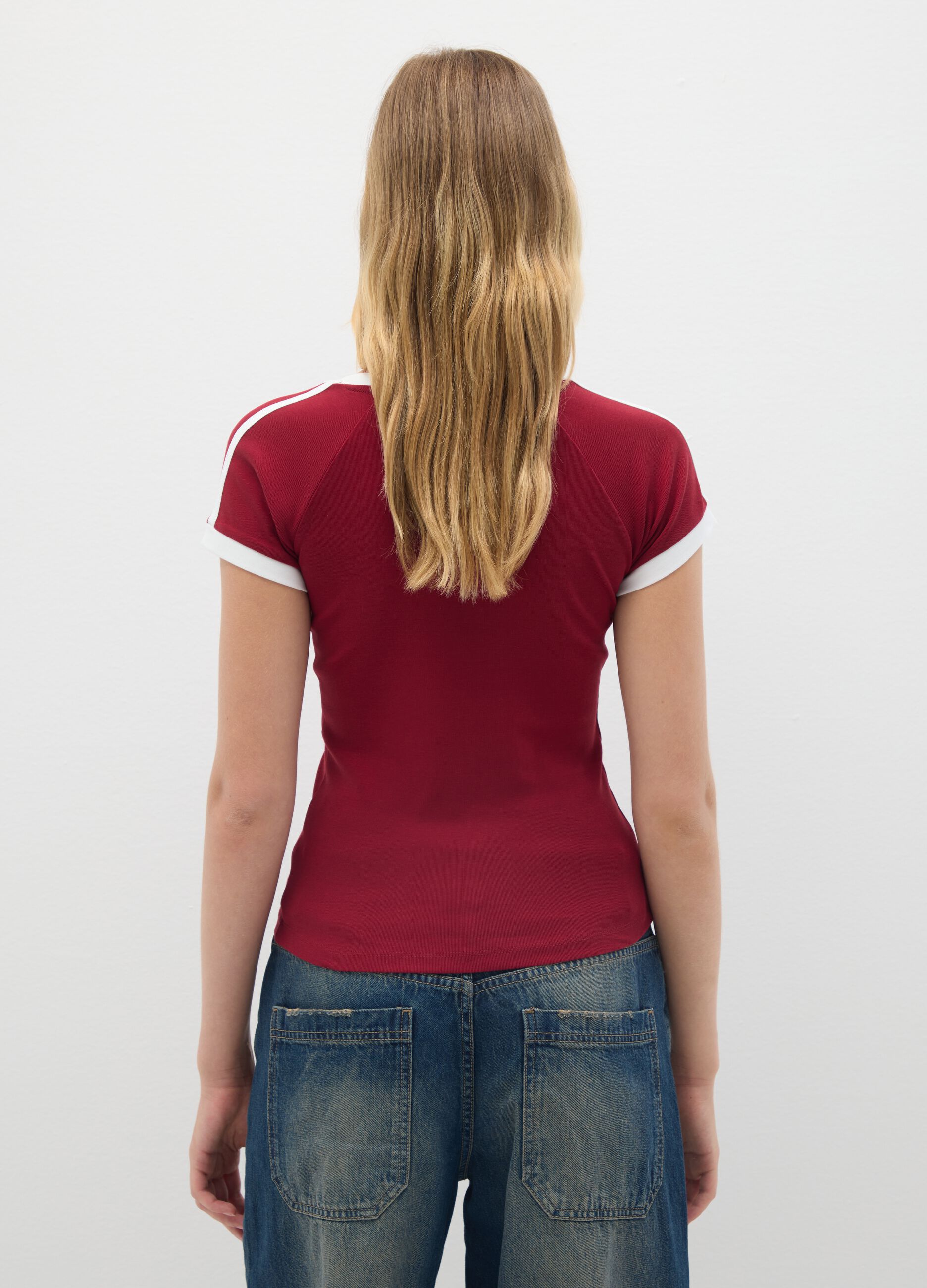 Multicolour pure cotton fitted T-shirt