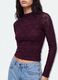 Purple perforated stretch T-shirt with raised collar_3