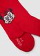 Red stretch organic cotton tights with Minnie print_1