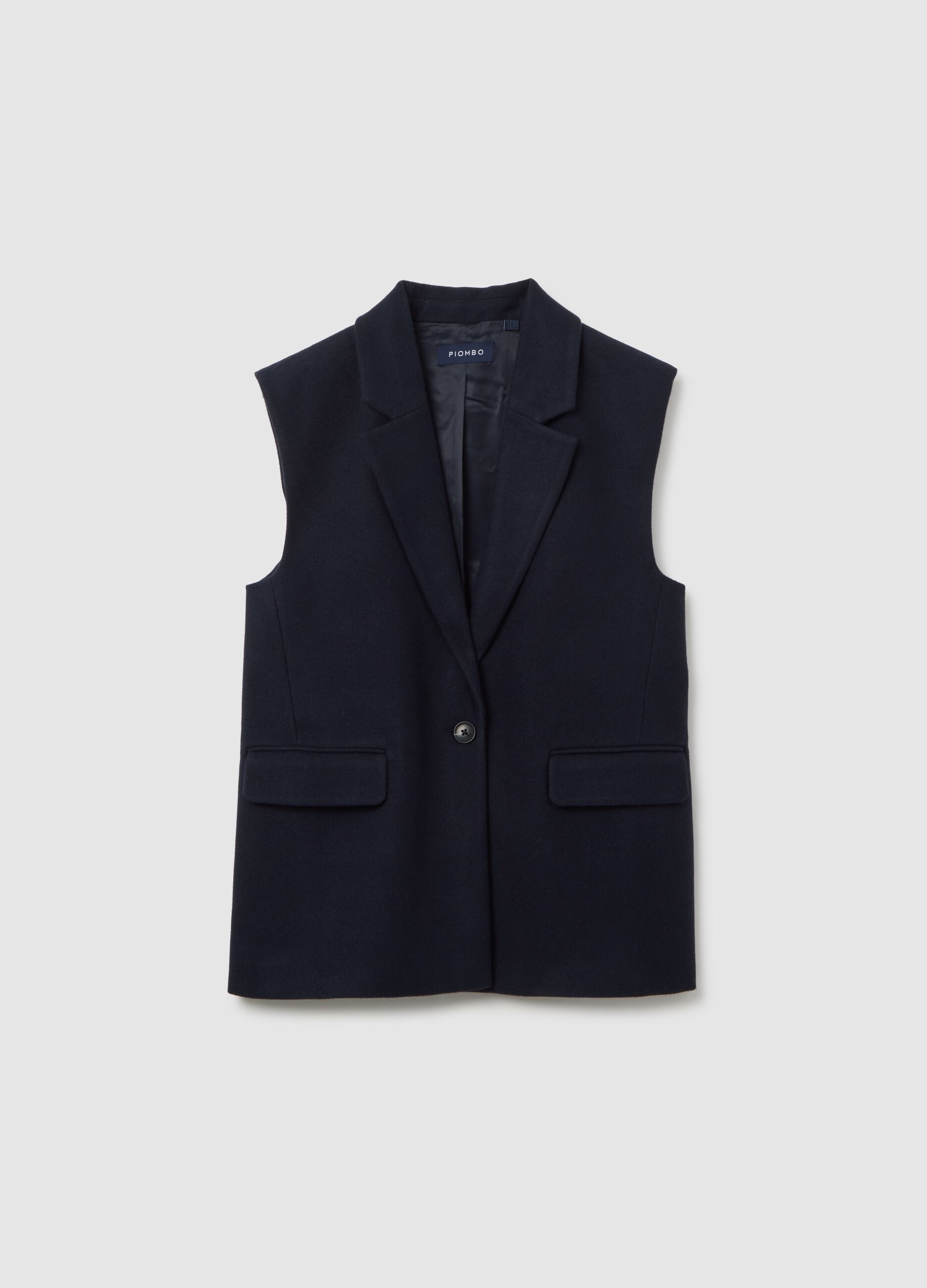 Gilet blu regular fit con bottone