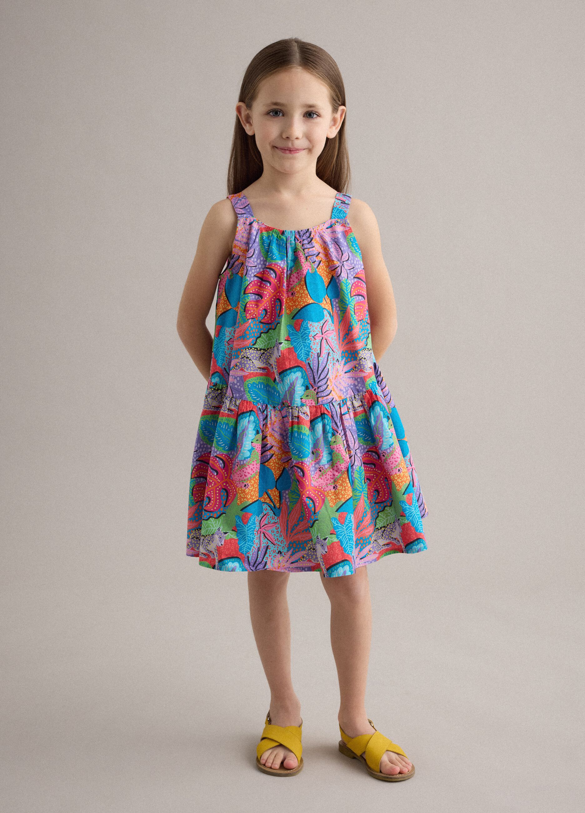 Abito multicolor in puro cotone con spalline