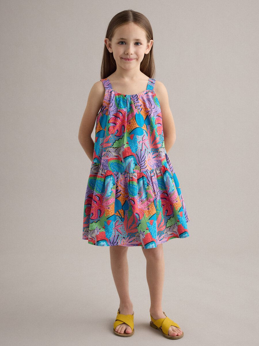 Abito multicolor in puro cotone con spalline_0