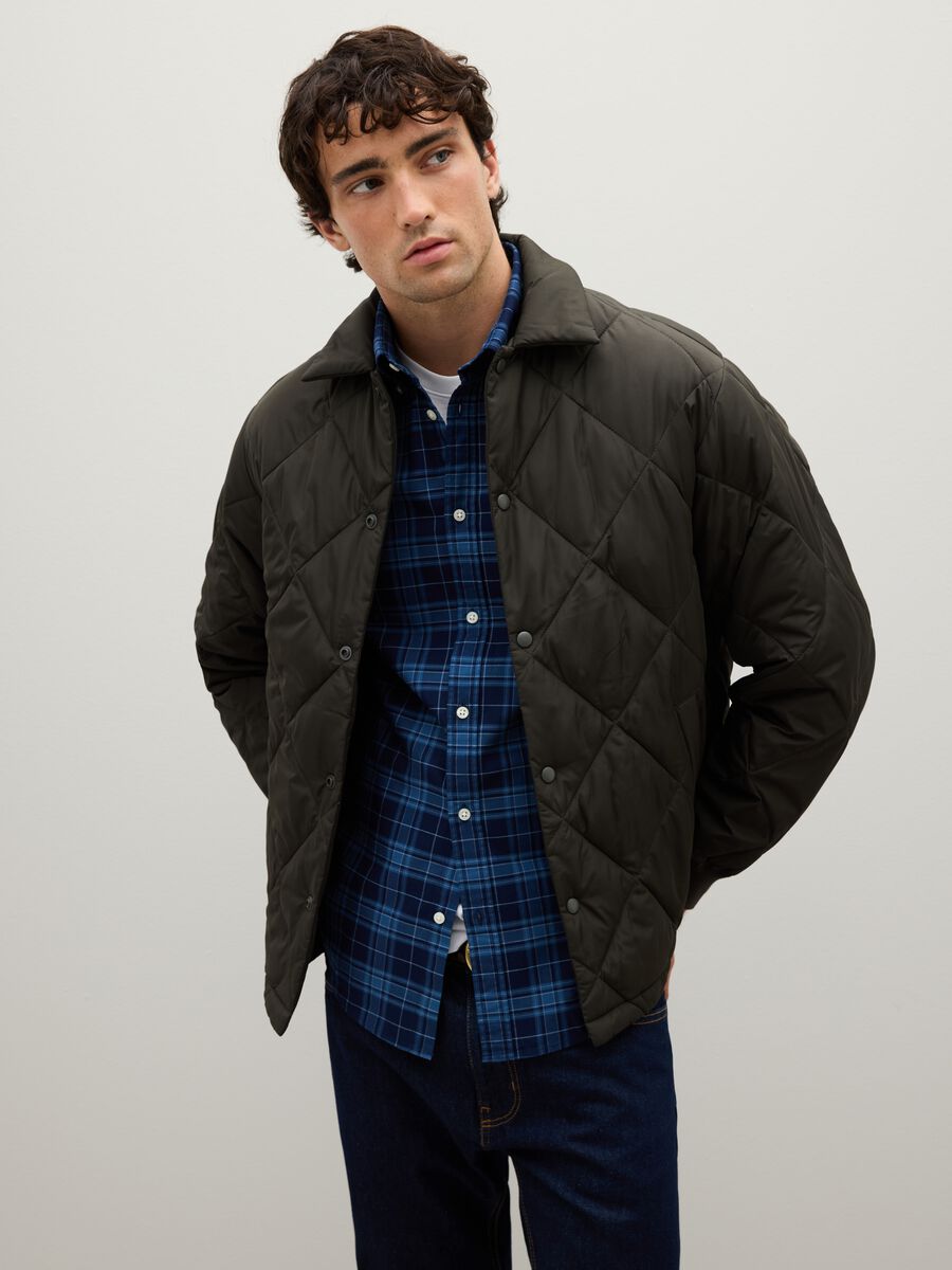 Black Quilted Padded Jacket_0