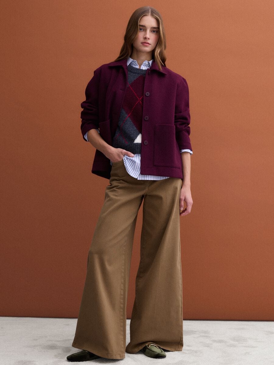 Giacca rossa burgundy in misto viscosa con girocollo regular fit_2