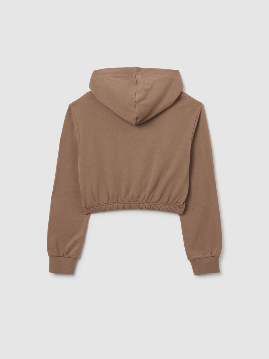 Girls' brown cotton blend fitted full zip hoodie_1