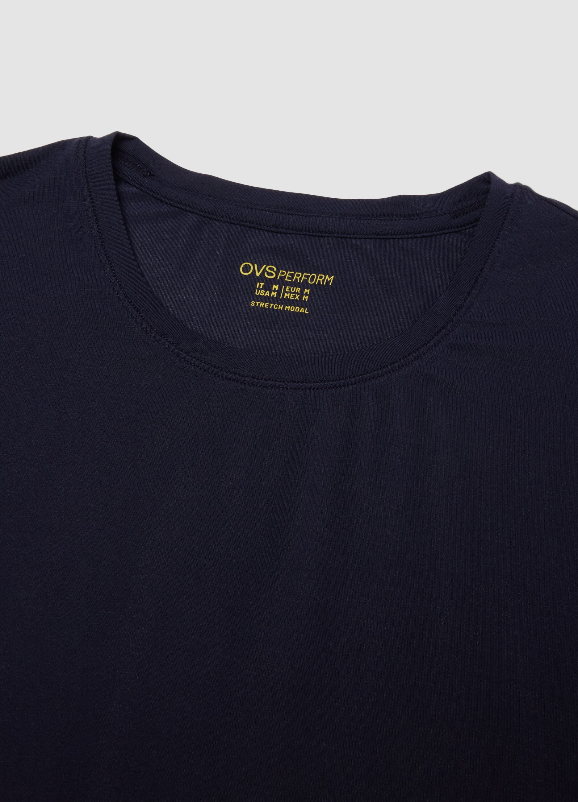 Blue stretch modal crew-neck T-shirt