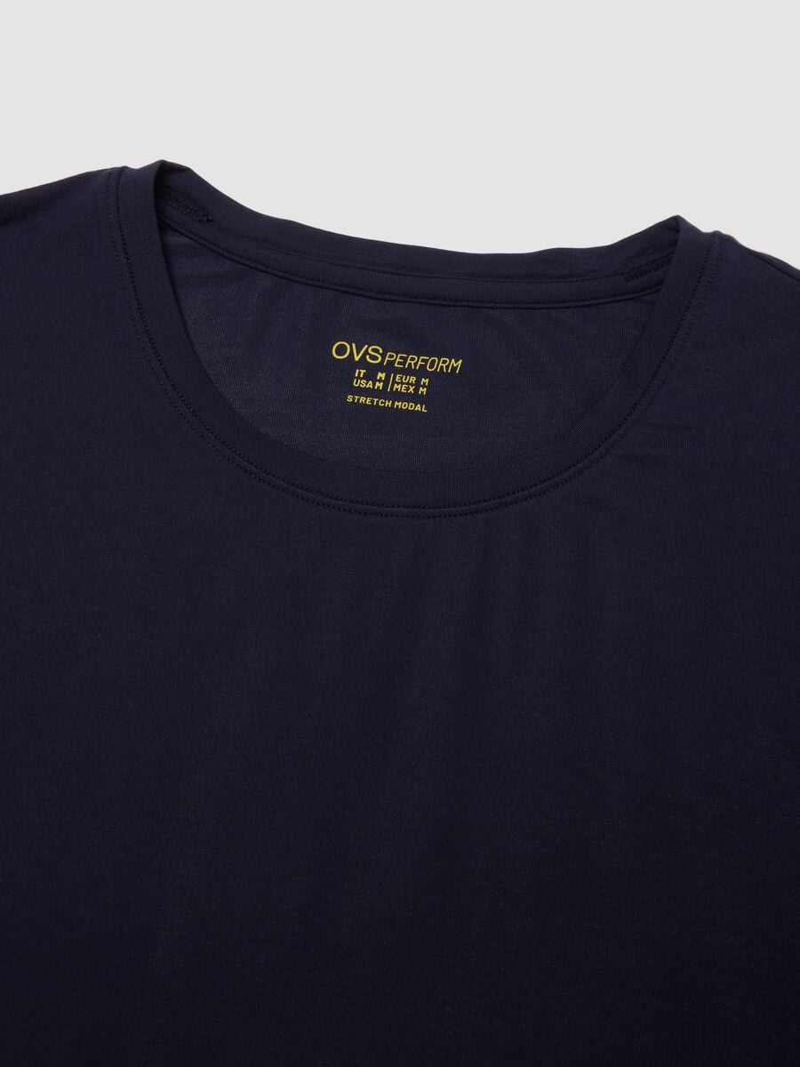 Blue stretch modal crew-neck T-shirt_1