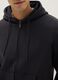 Black regular fit cotton-blend hoodie with zip_3