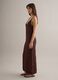 Brown pure cotton long dress slim fit with net texture_1