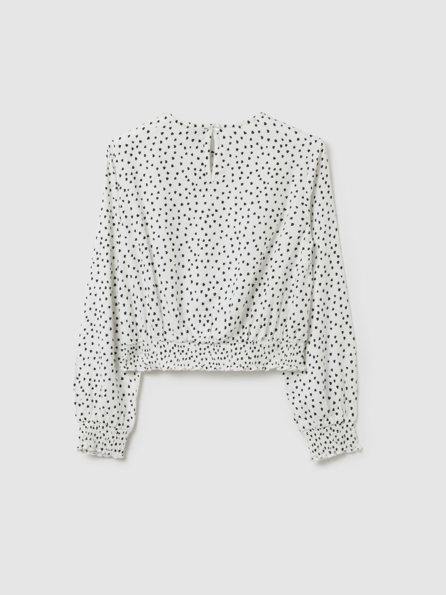 Girls' white polka dot blouse in cotton blend_1