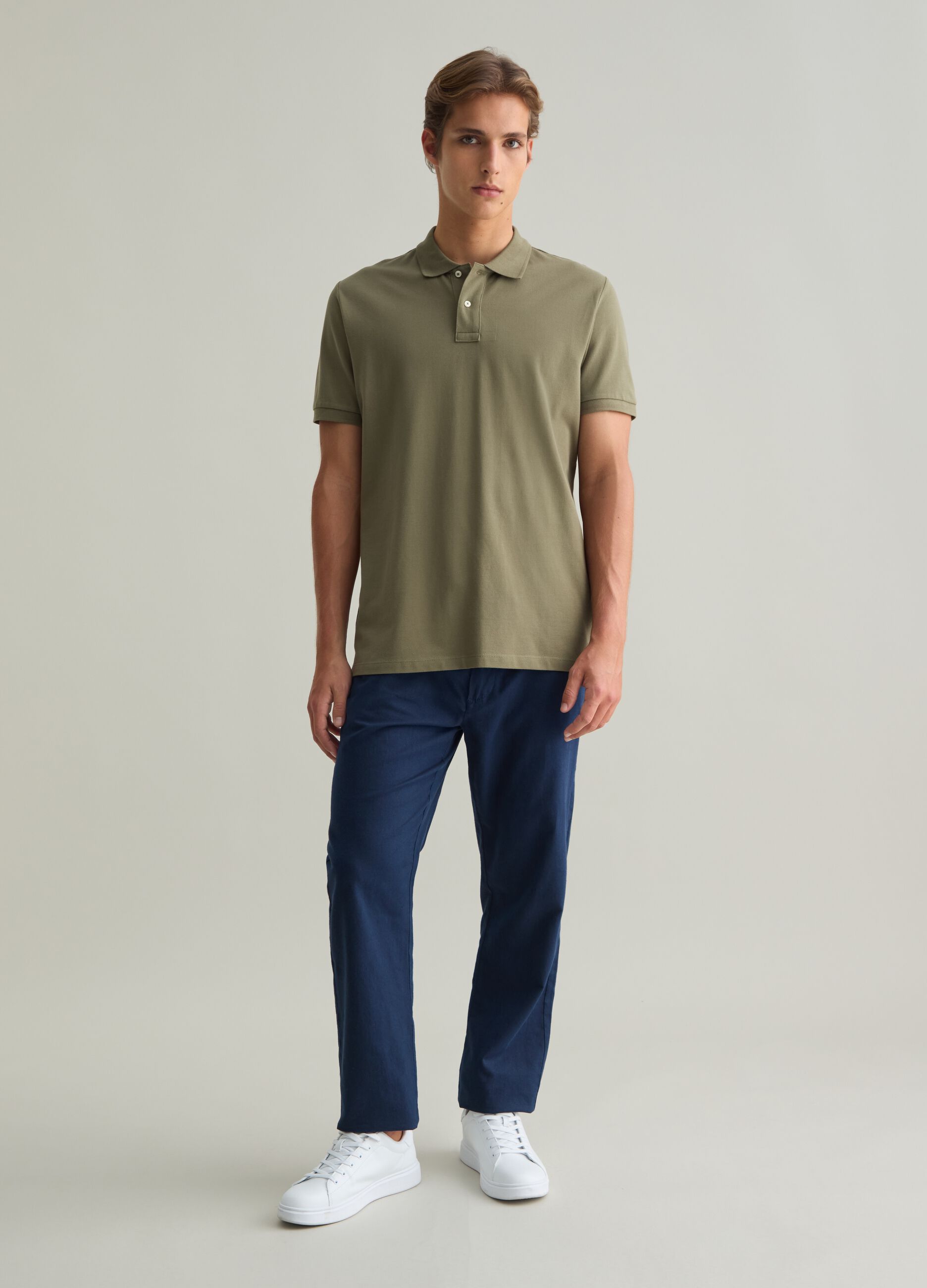 Polo da uomo in puro cotone Supima verde regular fit