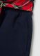 Girls' blue cotton trousers regular fit with tartan bow_3