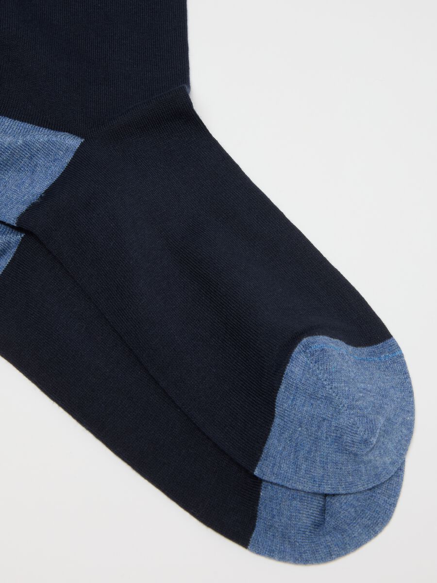 Twin-pack of blue cotton stretch knee-high socks_2