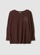 Brown viscose-blend jumper with rhinestones, regular fit_0