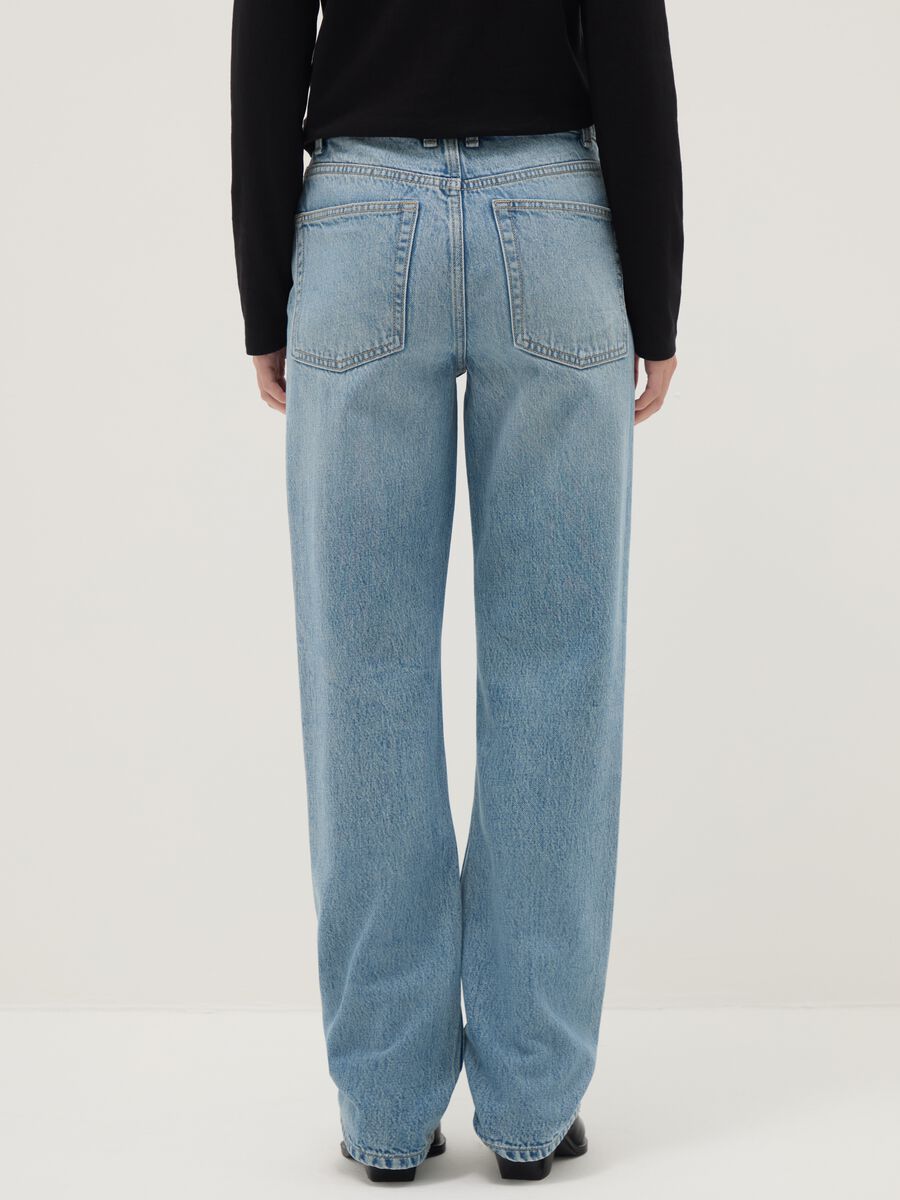Blue pure cotton straight fit jeans_2
