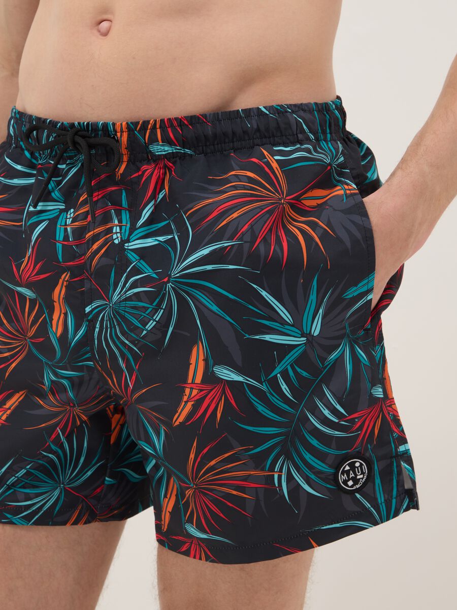 Multicolour tropical print swim shorts_3