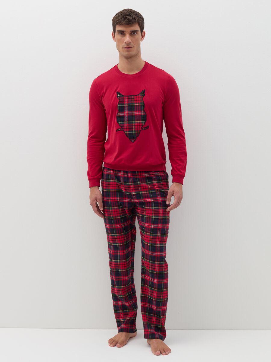 Pyjamas with tartan pattern and animal patch_0