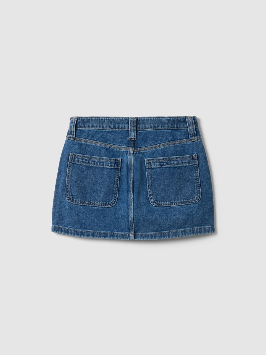 Girls' regular fit blue denim pure cotton miniskirt_4