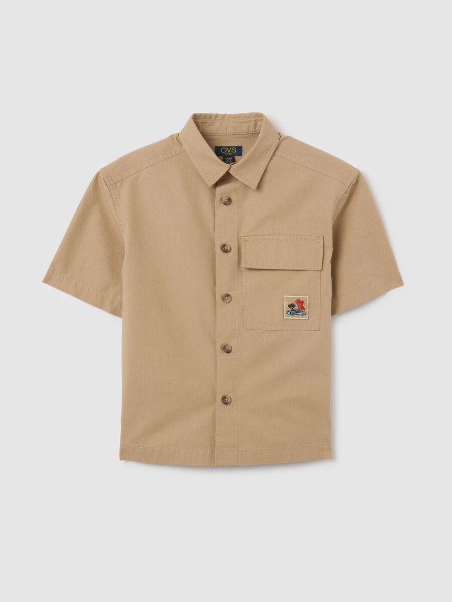 Children's shirt in pure beige cotton over_0