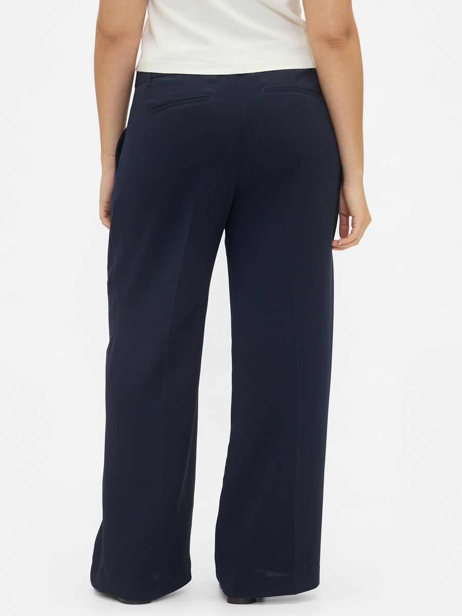 Wide-leg blue trousers in stretchy fabric_5