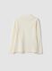 T-shirt bianca in puro cotone organico con collo rialzato e stampa animaletti_1