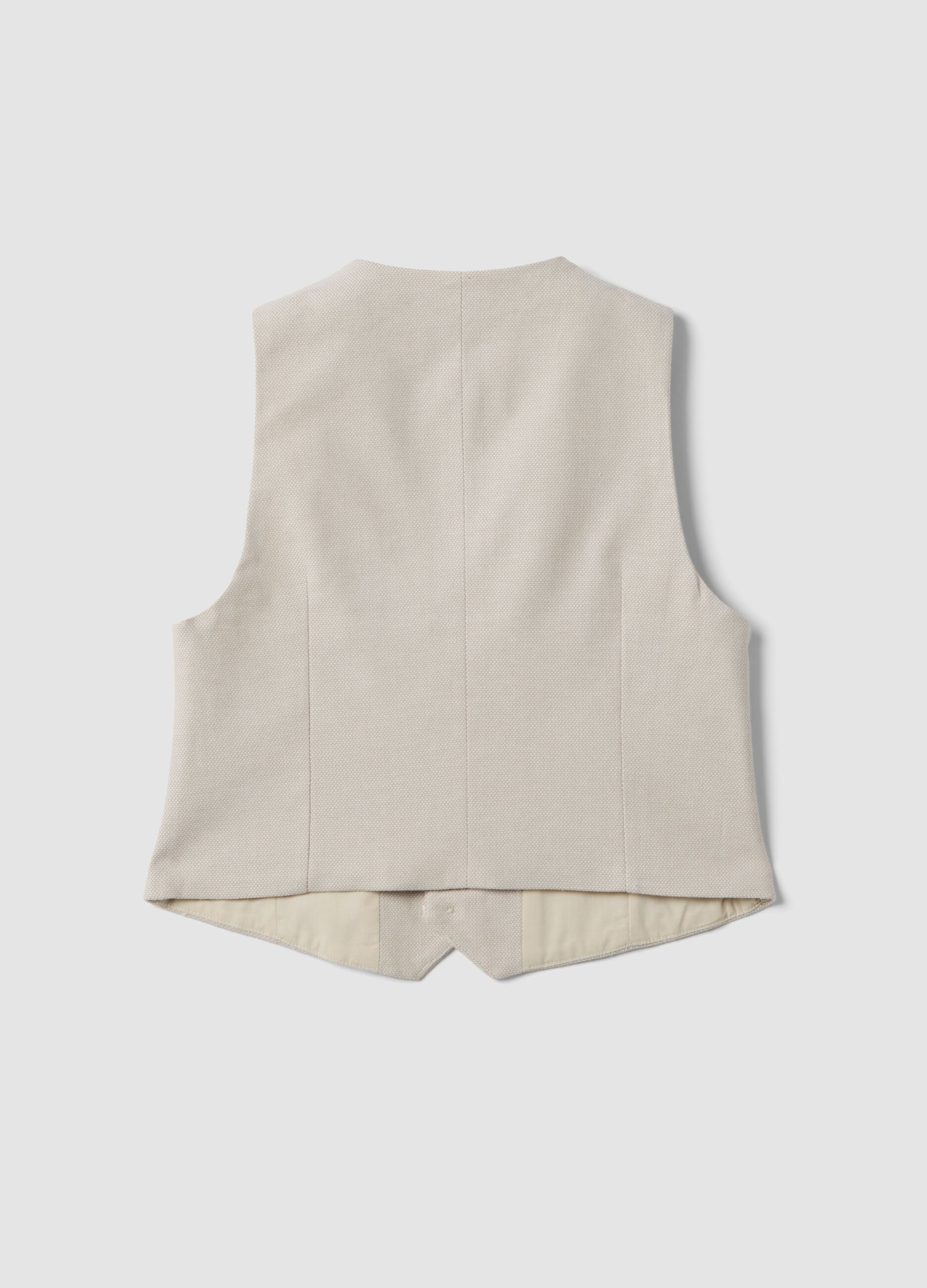Beige tailored stretch-cotton waistcoat for boys, regular fit